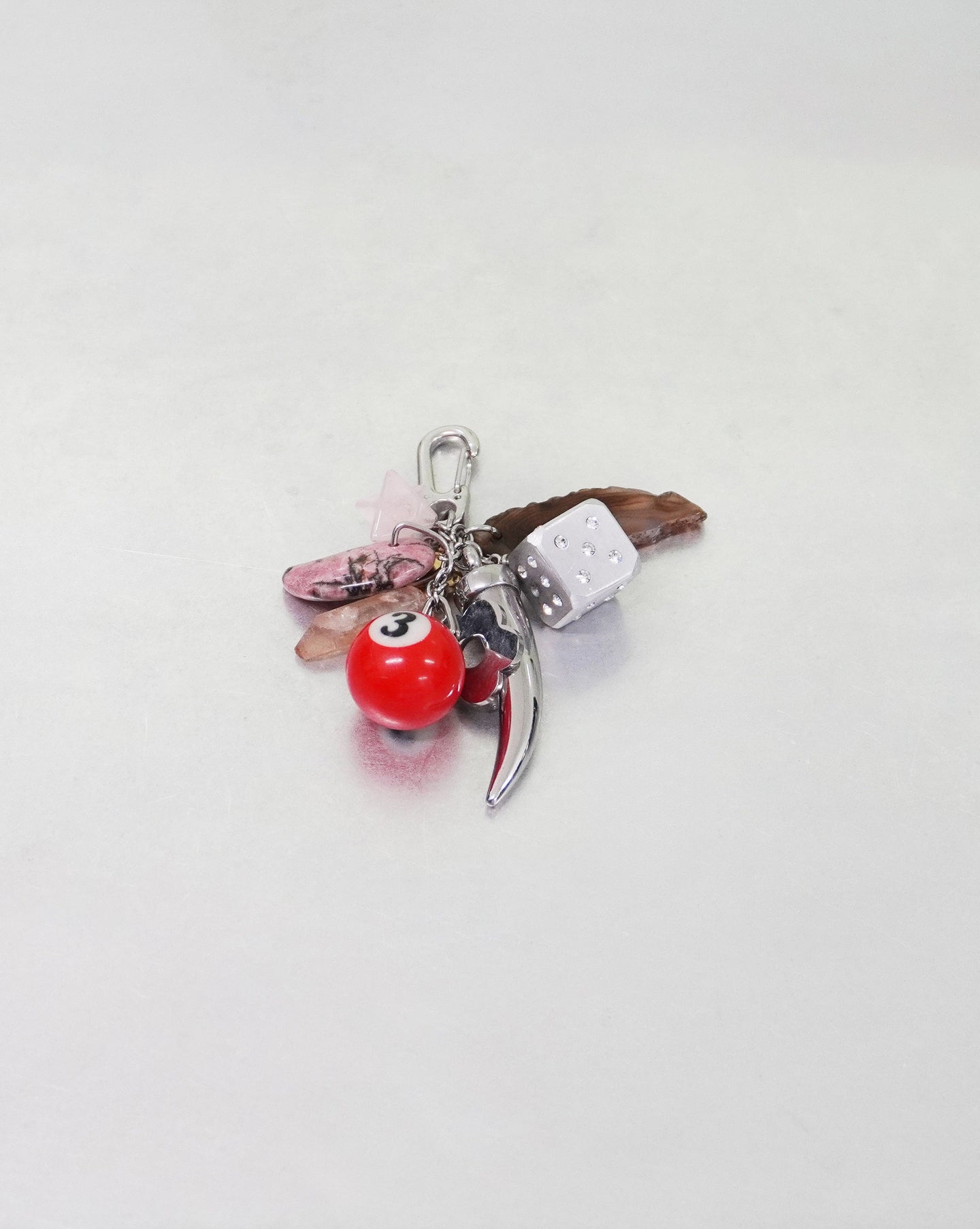 Marland Backus - Red Keychain with Pink Flower